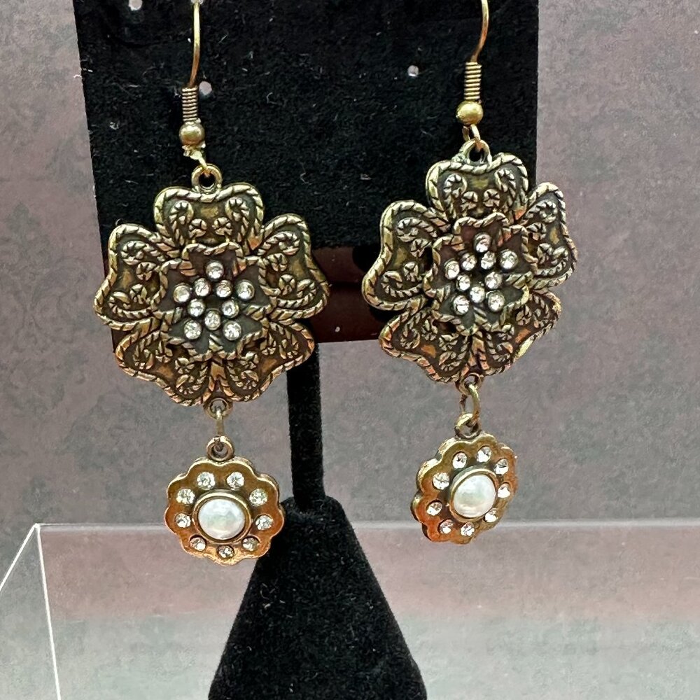 Kelly Rae Roberts Bronze-Tone Crystal Dangle Earrings